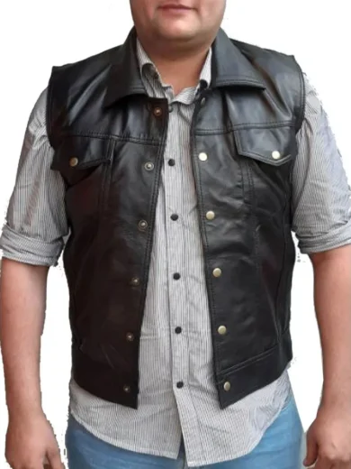 The Warriors Rogues Black Leather Vest