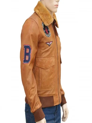 Vintage Leather Bomber Sherpa And Patches