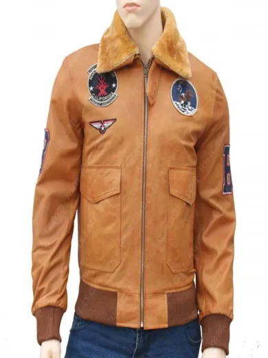 Vintage Leather Bomber Sherpa And Patches