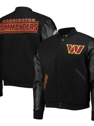 Washington Commanders Black Varsity Jacket