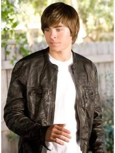 Zac Efron 17 Again black Leather Jacket