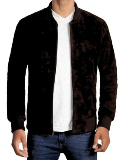 Adamsville Mens Black Suede Bomber Jacket