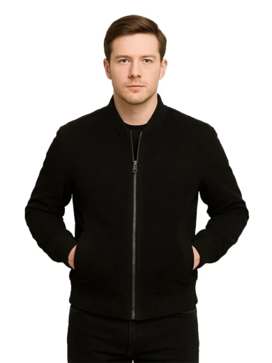 Adamsville Men’s Black Suede Bomber Jacket