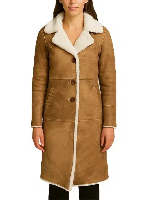 Alina Brown Leather Shearling Coat