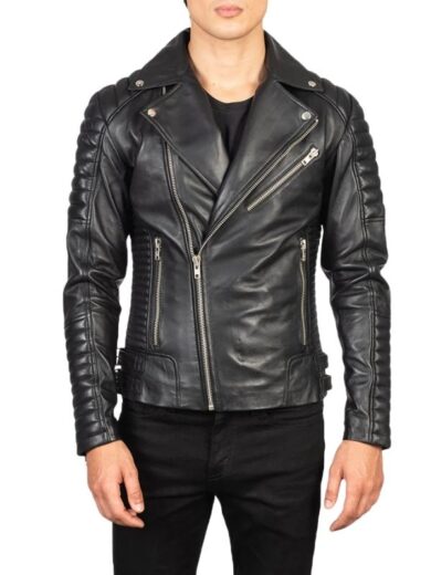 Armand Black Leather Biker Jacket