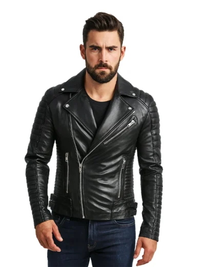 Armand Black Leather Biker Jacket