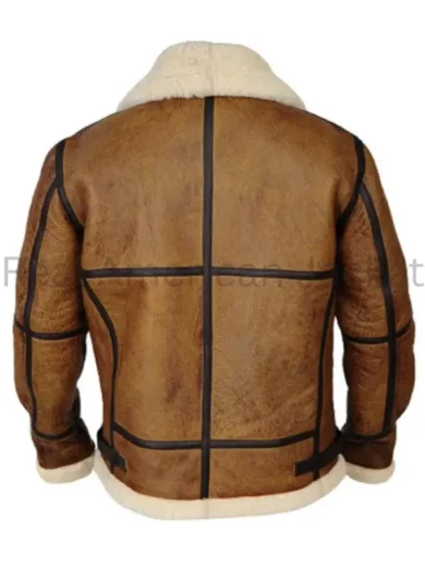 Army Greenish Brown Shearling Leather Jacket