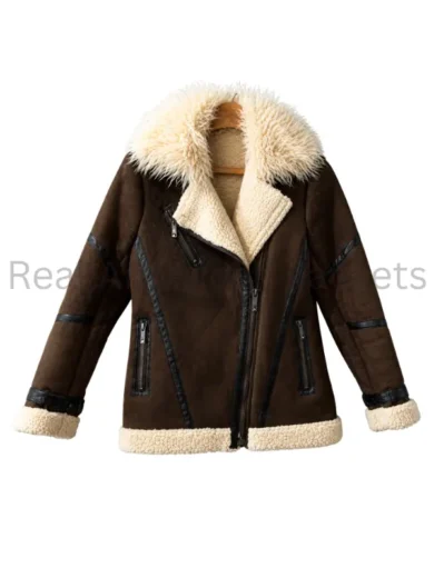Asymmetrical Women Shearling Leather Jacket