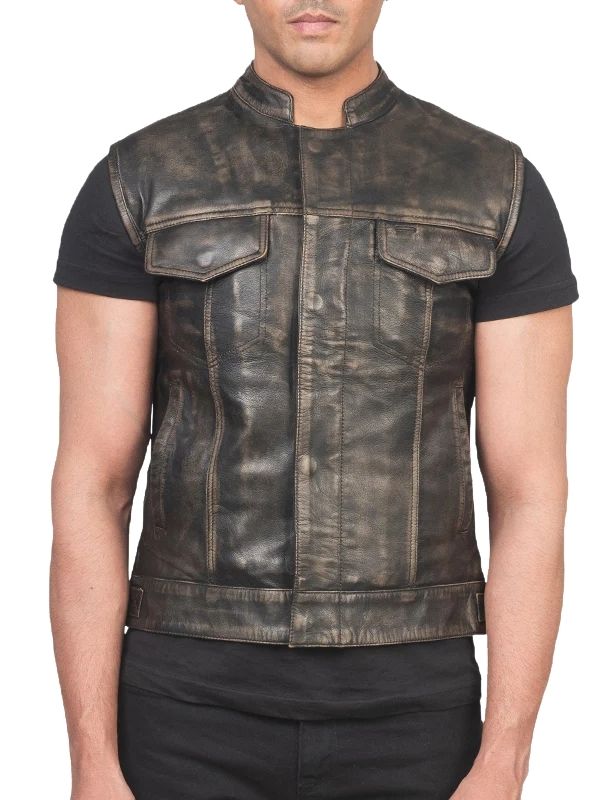 Atlas Moto Black Leather Vest