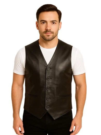 Auden Black Leather Vest