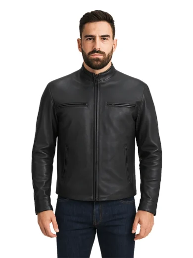 Austere Matte Black Leather Biker Jacket