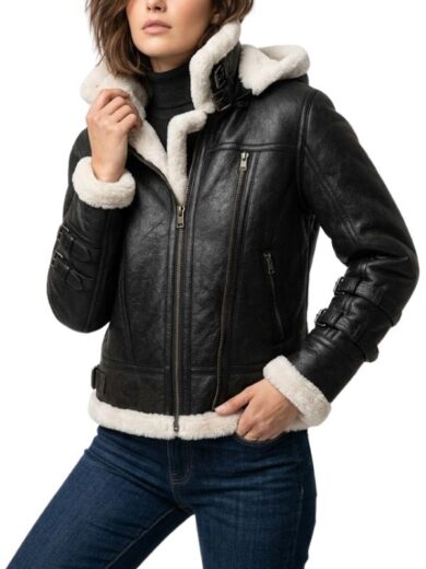 B3 Bomber Shearling Black Hoodie Jacket