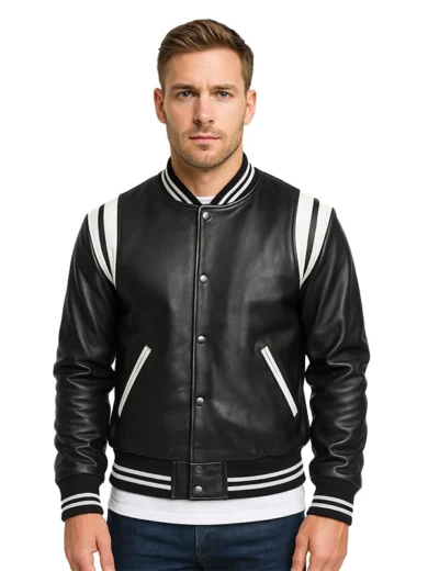 Dantee Black Varsity Jacket Leather