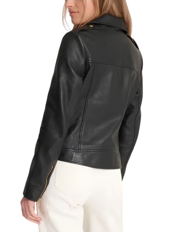 Black Women’s Real Leather Biker Jacket