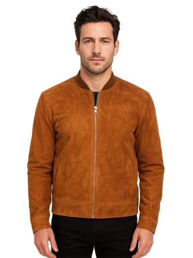 Blain Brown Suede Bomber Jacket