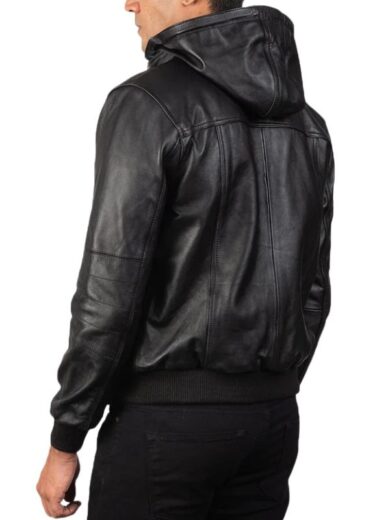 Bouncer Black Leather Bomber Jacket
