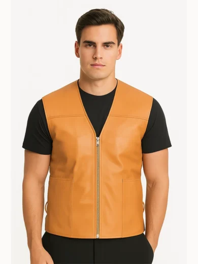 Brandon Tan Brown Leather Vest