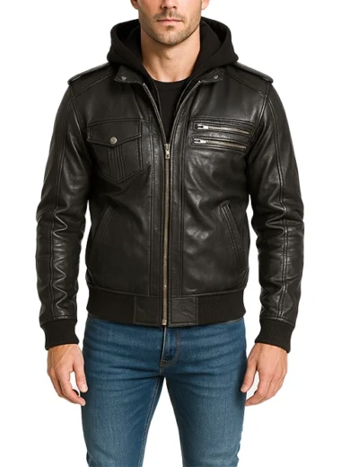 Bravado-Black-Leather-Bomber-Jacket-With-Hood-1