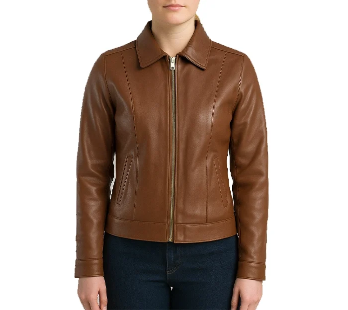 Brown-Classic-Leather-Jacket-With-Collar