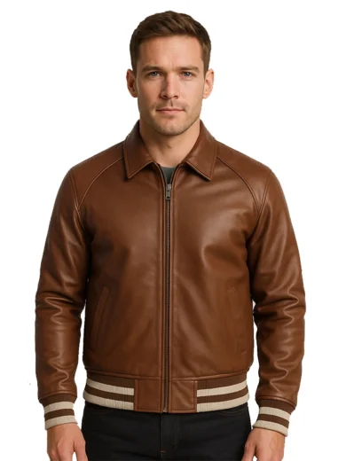Brown Leather Varsity Jacket Walton