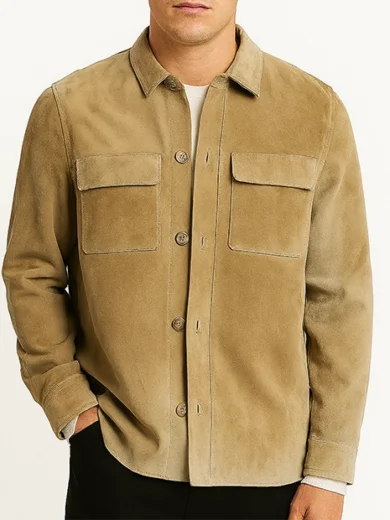 Button-Up Suede Shirt Jacket