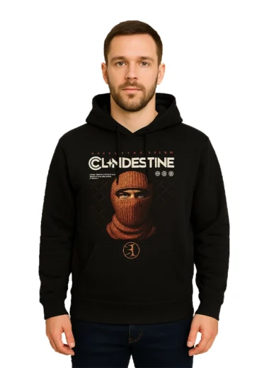 Clandestine Masked Custom Hoodie – Black Stealth Street Style Pullover