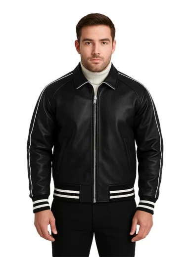 Cooper Black Varsity Jacket Leather