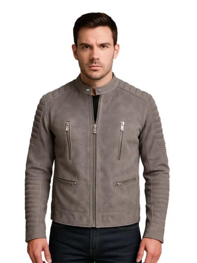 Damian Grey Suede Biker Jacket