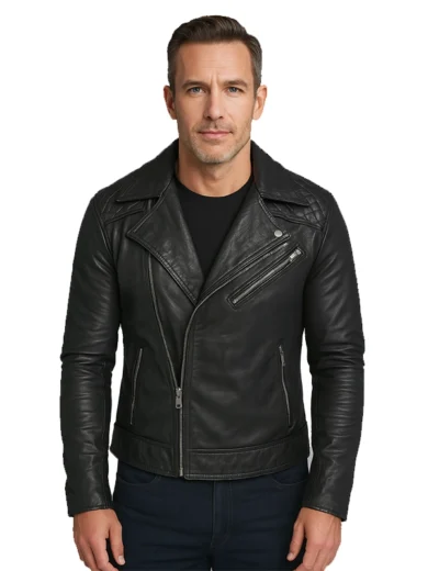 Danny Quilted Black Leather Biker Jacket