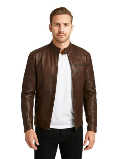 Dean Brown Leather Biker Jacket