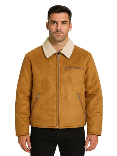 Shearling-Lined Faux Suede Jacket