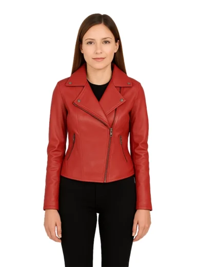 Flashback Red Leather Biker Jacket