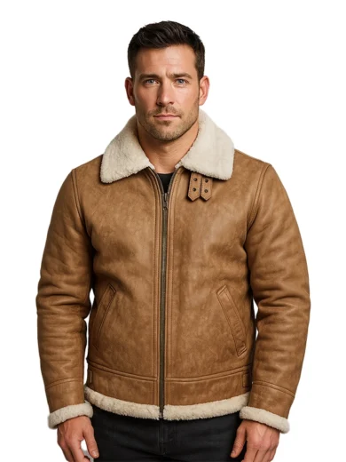 Francis B-3 Brown Distressed Leather Bomber Jacket
