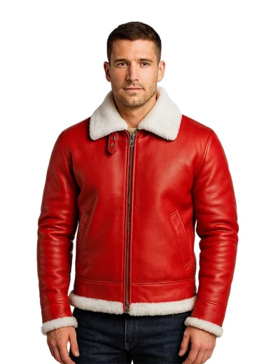 Francis B-3 Red Leather Bomber Jacket
