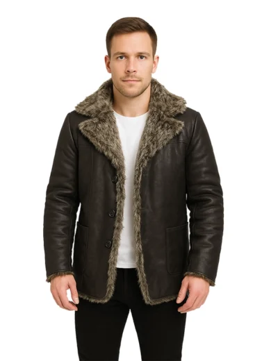 Furlong Black Leather Coat