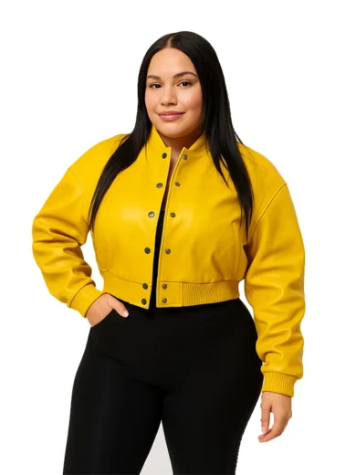 Gina Women’s Yellow Leather Varsity Jacket