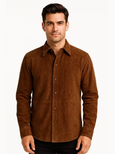 Haven Brown Suede Leather Shirt