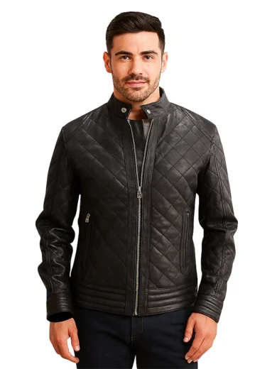 Henry Quilted Black Leather Jacket