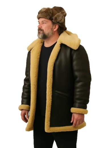 Iconic Páll Sigþór Pálsson-Inspired Black Shearling Leather Jacket
