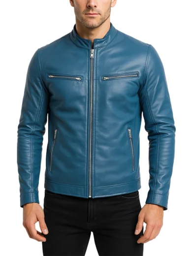 Ionic-Blue-Leather-Biker-Jacket