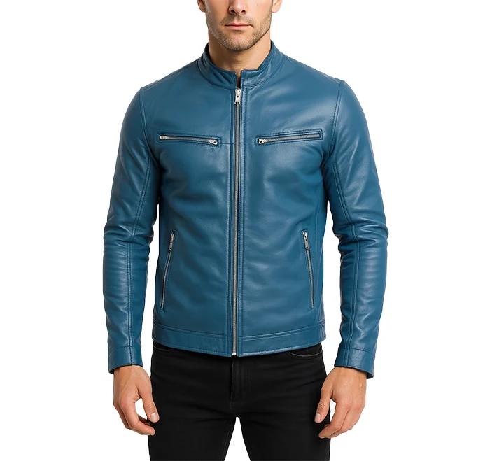 Ionic-Blue-Leather-Biker-Jacket