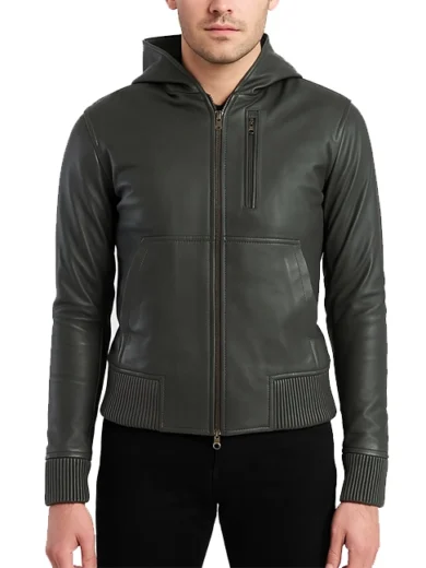 Luna-Green-Leather-Bomber-Jacket-With-Hood-1
