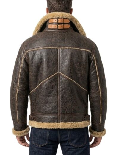 Men B3 Bomber Shearling Leather Jacket
