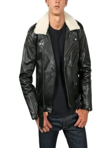 Men Black Jacket With Shearling