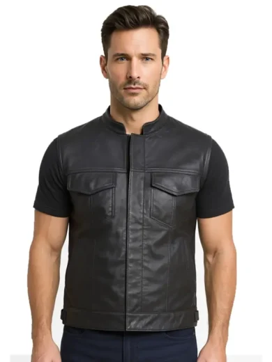 Atlas Moto Black Leather Vest