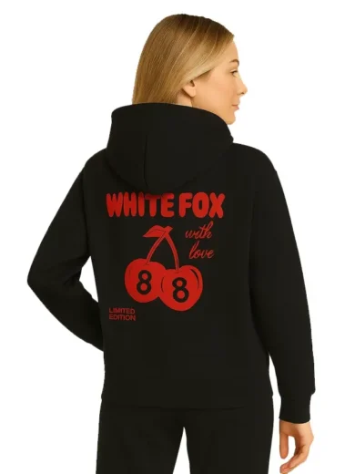 White Fox Cherry black Hoodie With Love 1 back