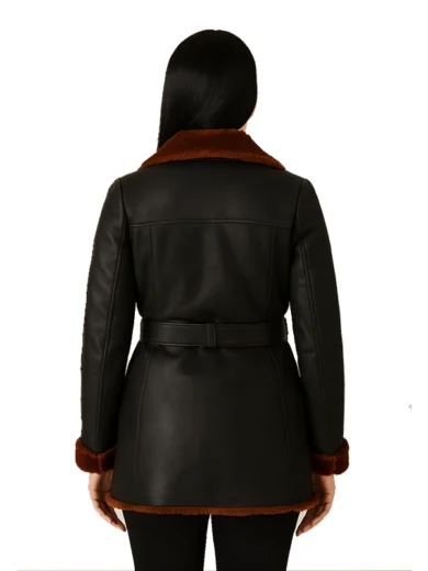 Womens-Black-Leather-Belted-Shearling-Coat-–-Double-Breasted-Style-2