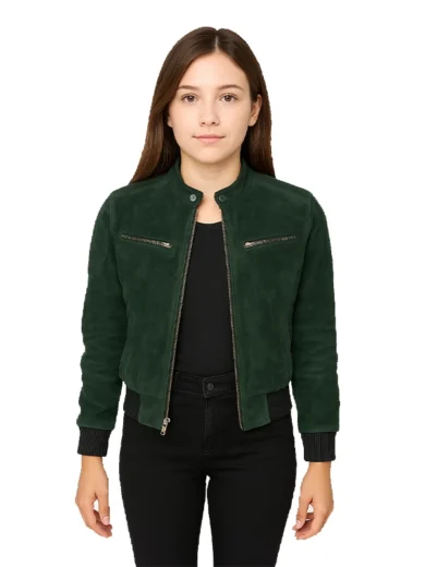 Zenna-Green-Suede-Bomber-Jacket