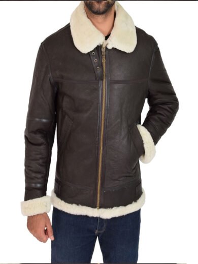 Men Jet Black B3 Bomber Leather Jacket