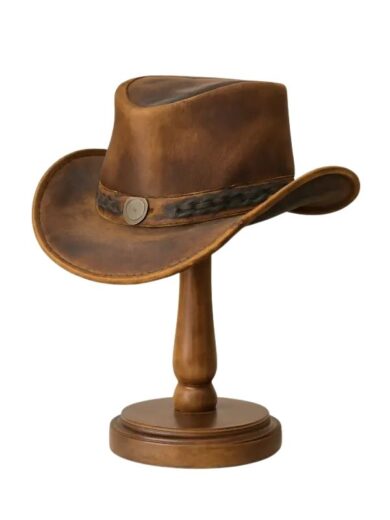 Brown Leather Cowboy Hat